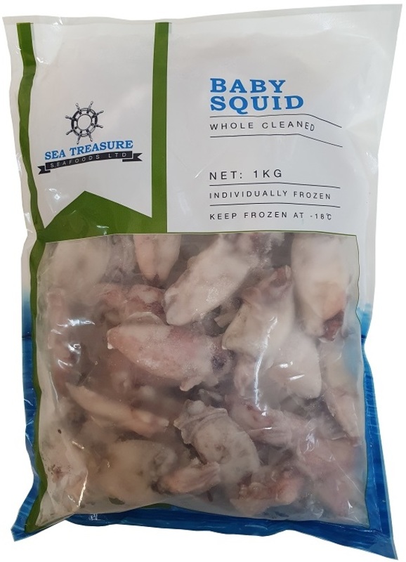 Squid Whole Cleaned Baby Raw IQF 40/60 - 10 x 1kg