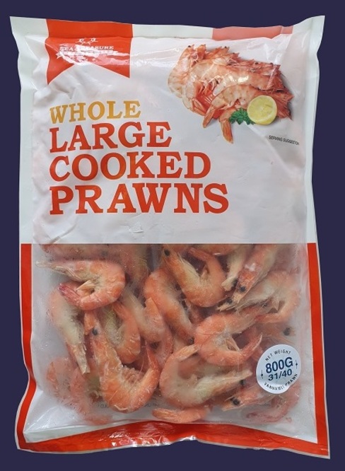 Whole Cooked Prawns 31/40 - 10 x 800 gram