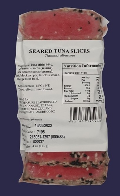 Seared Saku Tuna Slices - 20 x 113 gram