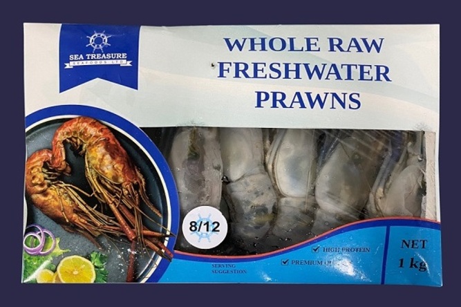 Prawns Fresh Water Whole Raw 8/12 - 8x1kg